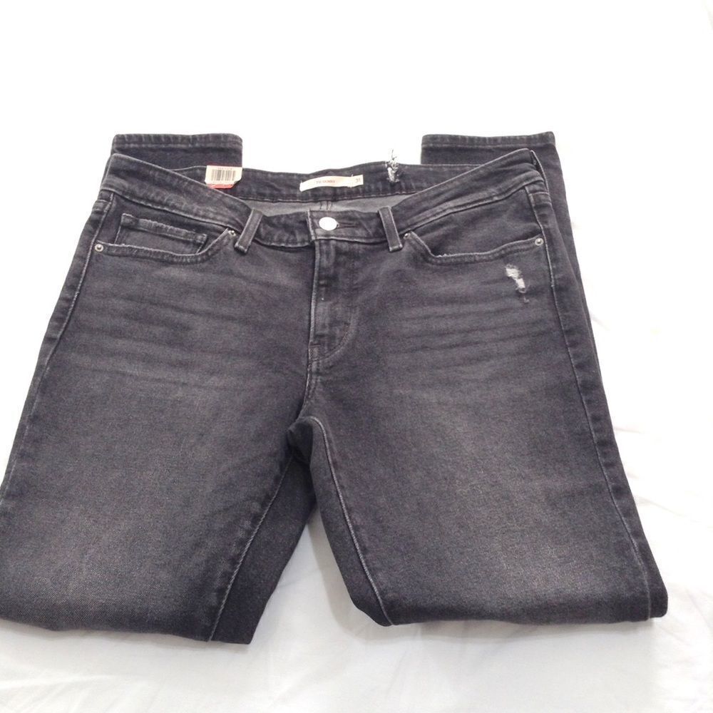 Levi's 711 Black Denim Distressed Skinny Jeans Size 31